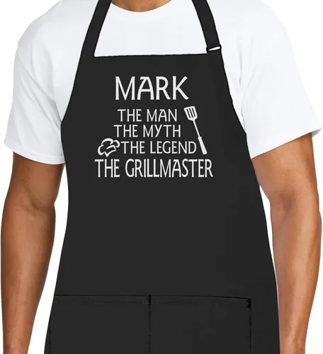 Miniatura 24 de Delantal de chef personalizado para hombres, diseño bordado personalizado, cocina profesional, barbacoa, parrilla, para papá, decorado en Estados
