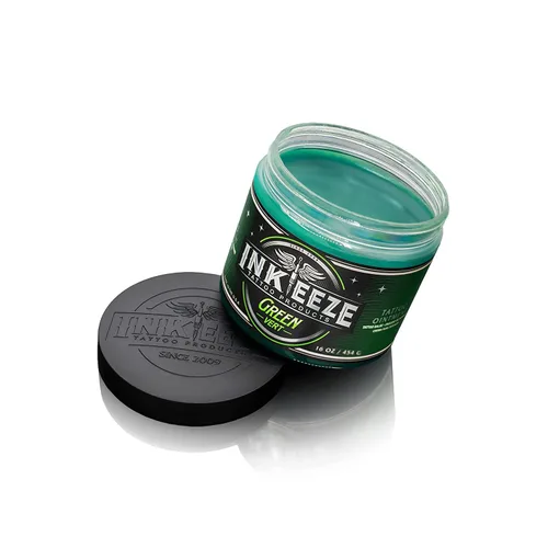Miniatura 2 de INK-EEZE Paquete de Pomada para Tatuajes Verde 2-Pack, Para Artistas y Cuidado Posterior, Vegano, Sin Crueldad, Hecho en EE. UU., 2 envases de 16 oz