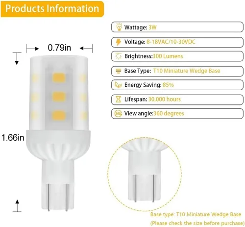 Miniatura 4 de Cheopha Bombillas LED T10 T5 con base de cuña de 12 V, 921, 3 W, reemplazo de lámpara halógena de 30 W para paisaje, exterior, camino, escalón