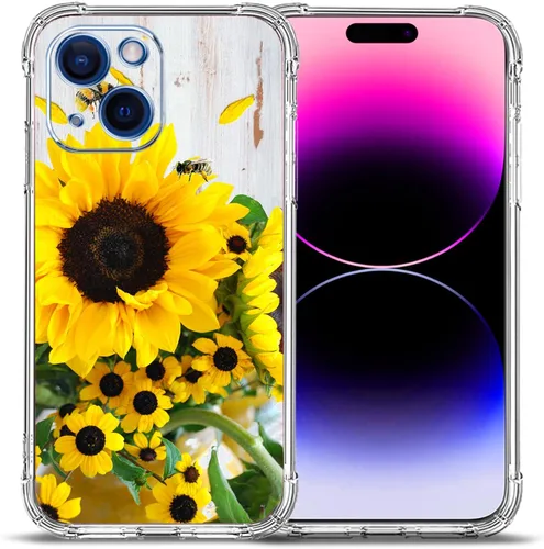 Miniatura 19 de Funda para iPhone 15, colorida mariposa flores protección contra caídas a prueba de golpes TPU cuerpo completo protector resistente a los arañazos