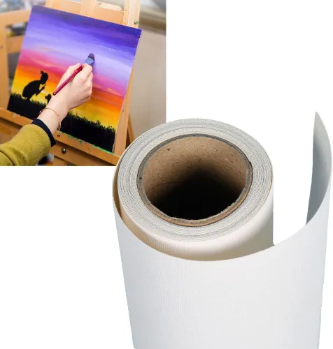 Rollo de lienzo de polialgodón mate para pintar con resistencia superior al estiramiento y planitud inigualable para dibujar, óleo, acrílico o