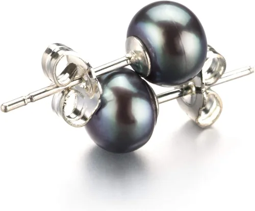 Miniatura 2 de Pendientes de perlas cultivadas de plata de ley 925 de 6 a 0.276in de calidad AA para mujer