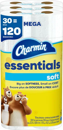 Miniatura 11 de Charmin Essentials - Papel higiénico suave, 6 mega rollos, 330 hojas por rollo