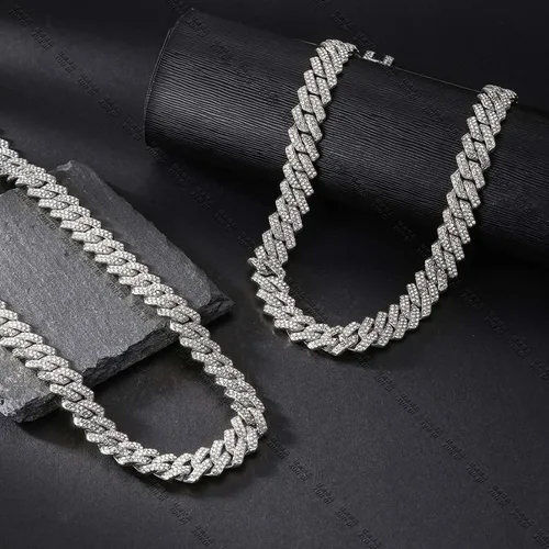 Miniatura 4 de Xikui Collares de cadena cubana, diamantes brillantes de Miami, joyería de hip hop, cadenas de eslabones cubanos de plataoro para hombres y mujeres
