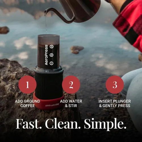 Miniatura 3 de AeroPress Go, Kit Extra Pequeño de Cafetera Portátil, para Viaje, Senderismo y Camping, Prensa Francesa Todo en Uno, Vertidor y Cafetera Manual Gris