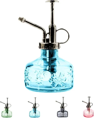 XXXFLOWER Botella de spray para plantas de vidrio, rociador para plantas de interior, botella de riego para suculentas, estilo vintage alto con