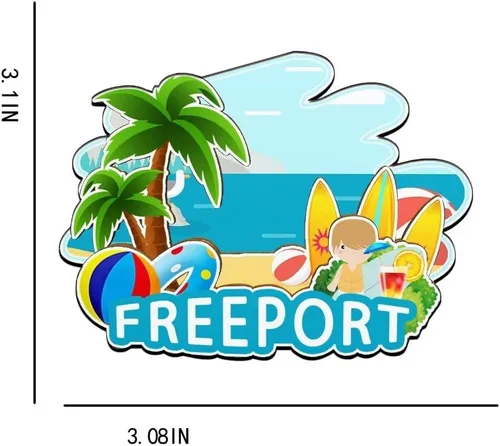 Miniatura 3 de Freeport - Imán para nevera con imán de madera en 3D, monumentos de viaje, coleccionables, recuerdos, decoración hecha a mano -2268
