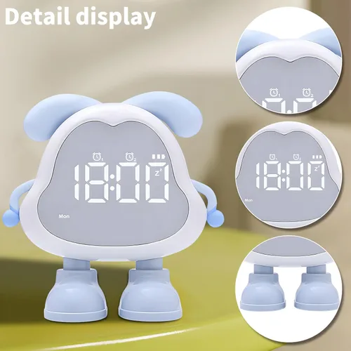 Miniatura 3 de DORA - Reloj despertador para perros para dormitorios de niños y niñas, bonito reloj despertador LED con pantalla digital, entrenador de sueño