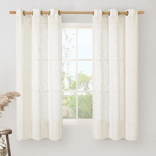 Miniatura 85 de LAMIT Cortinas de lino sintético para dormitorio, paneles filtrantes de luz, cortinas de lino con protección de privacidad con ojales para ventanas