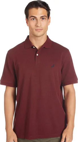 Nautica - Camiseta de algodón tipo Polo de manga larga y color liso, Polo de piqué de algodón sólido de manga corta, L