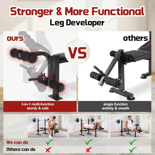 Miniatura 2 de OPPSDECOR Multi-Function Weight Bench Set with Squat Rack Leg Extension & Leg Curl Adjustable Workout Bench for Full Body Fitness Foldable