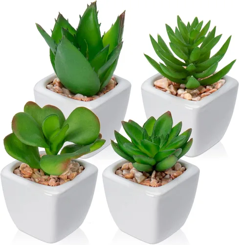 Miniatura 10 de Briful 3 suculentas falsas para decoración de bandejas escalonadas de granja, plantas artificiales más pequeñas, plantas artificiales en maceta, 3