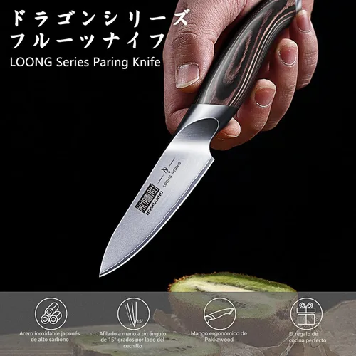 Miniatura 4 de HOSHANHO - Cuchillo de pelar de 3.75 pulgadas, cuchillos de cocina pequeños de acero inoxidable japonés de alto carbono, cuchillo de fruta ultra