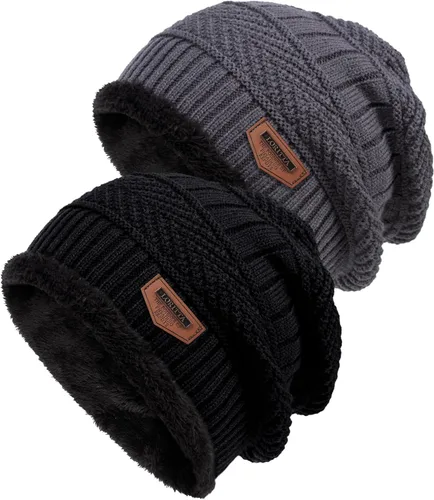 Miniatura 48 de Loritta Gorro de invierno cálido de punto grueso y holgado para hombre