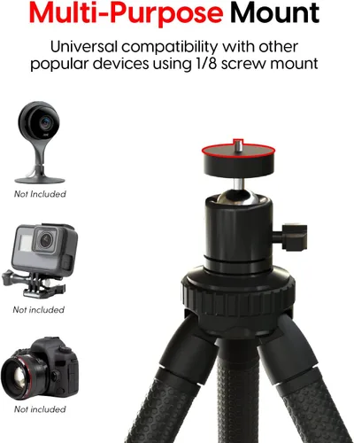 Miniatura 4 de TalkWorks 14036 - Soporte de trípode con patas flexibles para posición, compatible con cámara Nest, trípode de viaje multiusos con cabezal giratorio