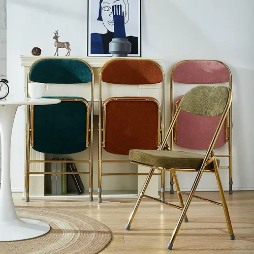 Miniatura 5 de Sillas de comedor modernas, silla auxiliar tapizada para el hogar, con acabado mate, silla de comedor plegable con respaldo abierto, silla sin