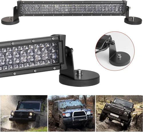 Miniatura 5 de Abrazadera de tubo, 2 piezas potente soporte magnético de montaje en base soporte de ventosa para barra de luz LED, soporte magnético para techo