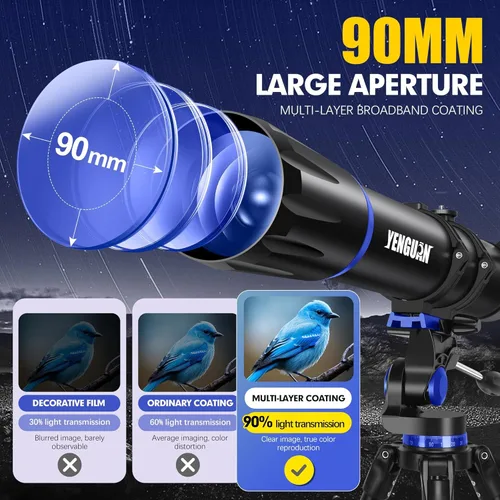 Miniatura 2 de Telescopio, apertura de 90 mm 800 mm - Telescopio para adultos y niños, telescopios refractores profesionales para adultos de alta potencia