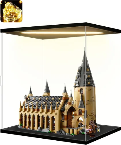 Miniatura 8 de Vitrina de acrílico para coleccionables, cajas de acrílico transparente para exhibir minifiguras, trofeos, casco de construcción iluminado