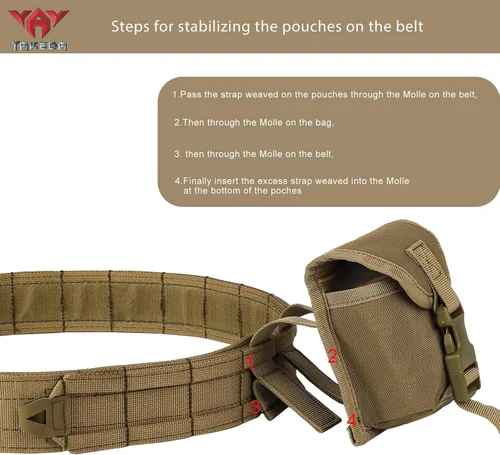 Miniatura 4 de YAKEDA Molle - Cinturón de batalla con accesorios – Cinturón táctico de combate Airsoft resistente (8 piezas)
