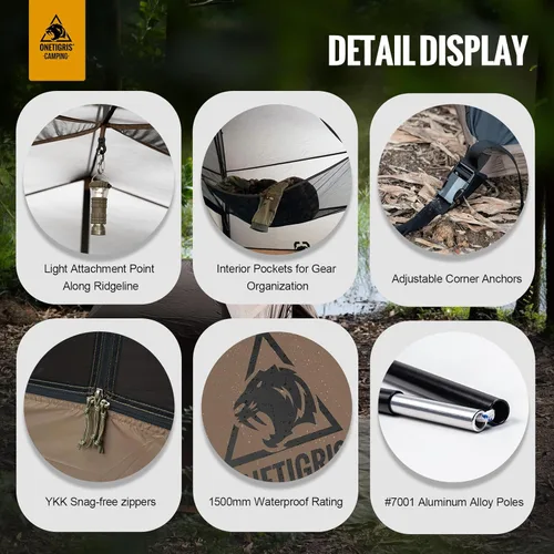 Miniatura 5 de OneTigris COSMITTO Refugio Tienda de Campaña para Mochileros para 2 Personas - Independiente Ligera Impermeable 3 Temporadas Tienda de Acampar