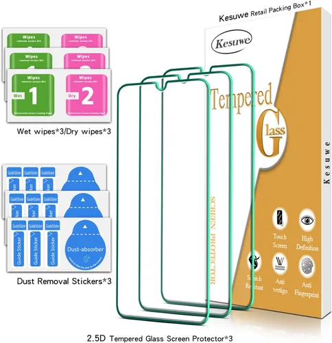 Miniatura 6 de Paquete de 3 protectores de pantalla para Samsung Galaxy A32 5G, vidrio templado, dureza 9H, antiarañazos, ultra resistente, sin burbujas, fácil