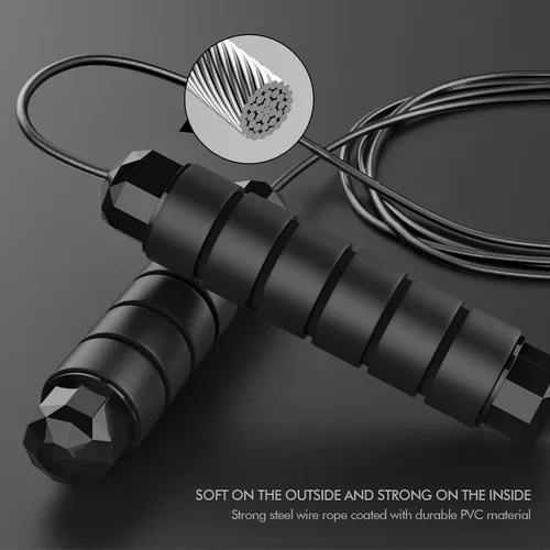 Miniatura 3 de Cuerda de saltar sin enredos de velocidad rápida, cable de salto con rodamientos de bolas para mujeres, hombres y niños, cuerda de saltar de acero