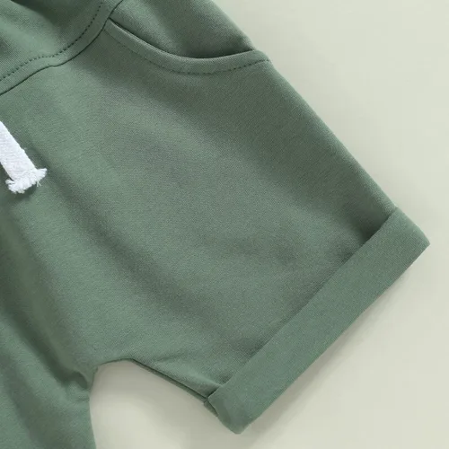 Miniatura 68 de Conjunto de traje de verano para bebé niño pequeño, manga corta, cuello redondo, letras impresas, lindo traje de verano, conjunto de 2 piezas