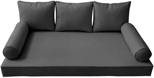 Miniatura 2 de Prolinemax Estilo 3 - Cojín de colchón y almohada para exteriores, interior, sofá cama, porche, cama oscilante, ribete de canalé, tamaño individual