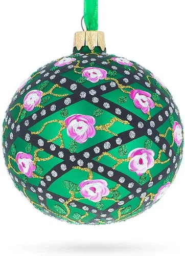 Miniatura 6 de 1907 Rose Trellis Royal Egg - Bola de cristal verde adorno de Navidad de 3.25 pulgadas