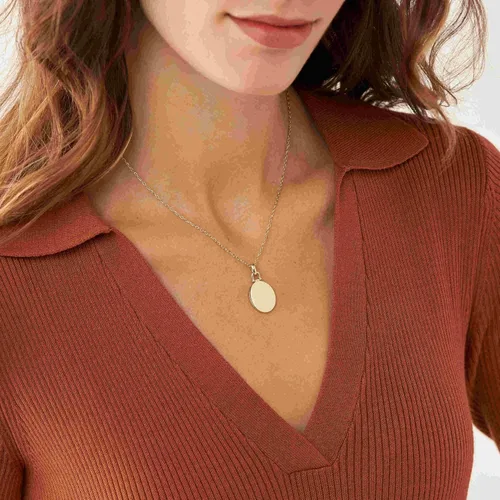 Miniatura 5 de Fossil - Collar de cadena con dije de acero inoxidable grabado y enchapado para mujer