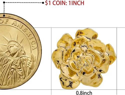 Miniatura 5 de Broche de solapa en tono dorado de 18 quilates para hombre, broches de metal con flores para mujeres, accesorios de traje para hombre, para boda