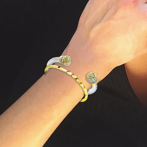Miniatura 7 de UNY JEWEL La joyería hace una declaración de alambre de cable medio trenzado medio striaght brazalete hace un elegante regalo de Navidad