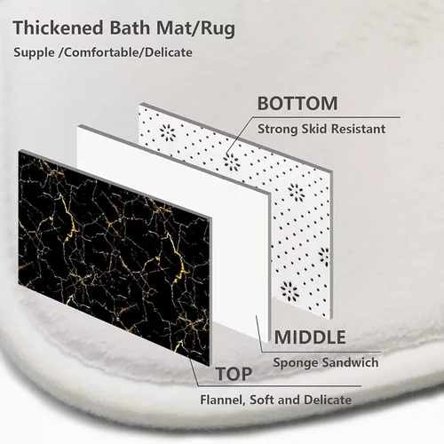 Miniatura 6 de AZHM Juego de 4 cortinas de ducha de mármol negro y dorado con cortina de ducha y alfombras y accesorios, juegos de cortina de baño de lujo con 12