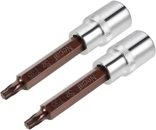 uxcell 1/2-Inch Drive T35 Torx Bit Socket S2 Acero 3.937 in Longitud 2 Pcs
