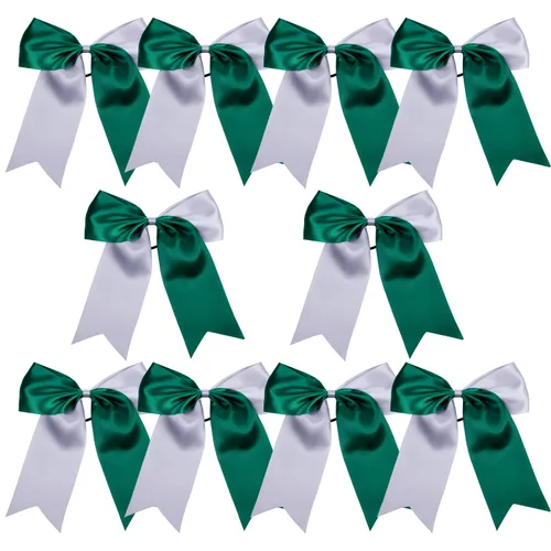 Miniatura 37 de Lazos de animadora jumbo de 8 pulgadas con diamantes de imitación brillantes para cola de caballo, lazos de porrista, 6 unidades, color negro