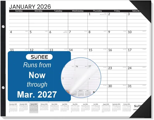 Miniatura 14 de SUNEE Calendario de escritorio 2026, 3 paquetes, calendario de 18 meses, octubre de 2025 a marzo de 2027, calendario de escritorio de 17 x 12
