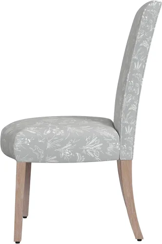 Miniatura 253 de Homepop Silla de comedor con detalles festoneados, sillas de comedor Parsons tapizadas, muebles decorativos para el hogar, tejido gris claro