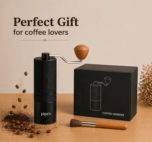 Miniatura 2 de Pipa's Molinillo de café manual — Molinillo de rebabas cónicas de acero inoxidable, ajuste continuo, molinillo de mano portátil de 1.23 oz