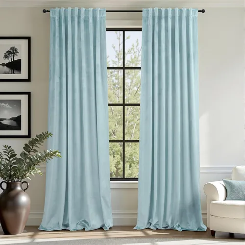 Miniatura 13 de Cortinas de terciopelo opacas para oscurecer la habitación de 63 pulgadas de largo para sala de estar, comedor, 2 paneles, privacidad pesada
