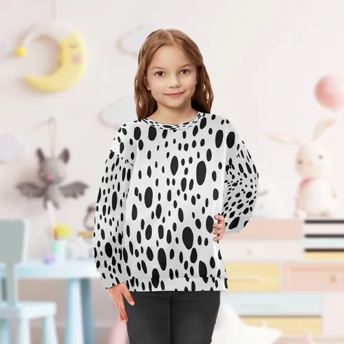 Miniatura 5 de Sudadera con estampado de piel de perro dálmata para niño y niña, suéter de manga larga con cuello redondo, ropa de otoño e invierno