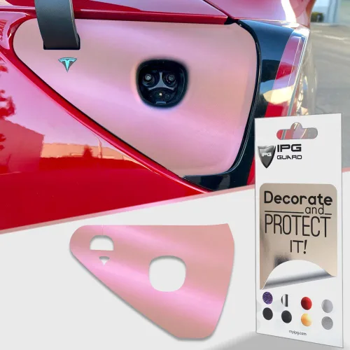 Miniatura 17 de IPG para Tesla - Calcomanías adhesivas de envoltura de puerto de carga, emblema para bricolaje, personaliza el modelo 3-Y (rosa)