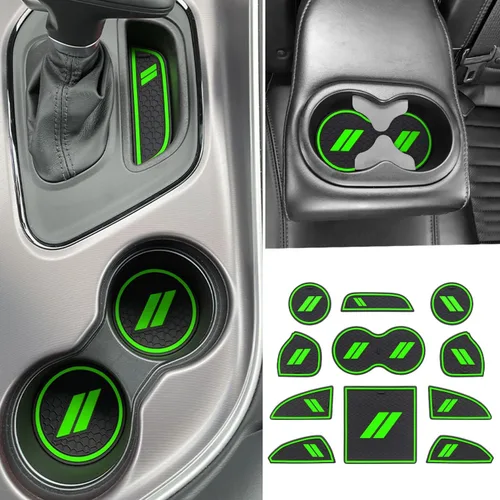 Accesorios para Dodge Challenger 2015-2024, se adapta a la medida para portavasos, alfombrillas antipolvo, bolsillo de puerta, forros de consola