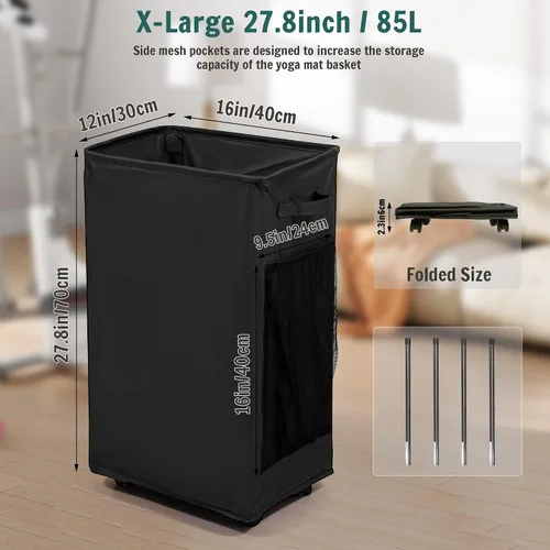 Miniatura 2 de Estantes de Almacenamiento para Esterillas de Yoga, Estante de Almacenamiento para Gimnasio en Casa con Ruedas, Soporte para Esterillas de Yoga