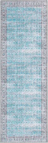 Miniatura 7 de Unique Loom Revival Collection - Alfombra tradicional con borde de medallón azul/negro (2 pies x 6 pies)