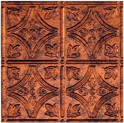 Miniatura 10 de FASÄDE Panel de techo decorativo de vinilo con pegamento de estilo tradicional y patrón 1 en níquel cepillado (muestra de 12 x 12 pulgadas)