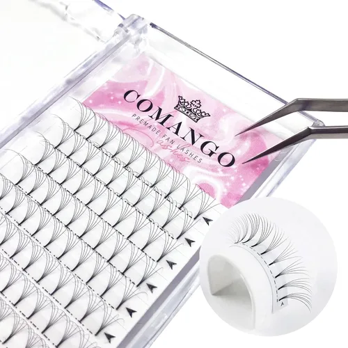 Miniatura 37 de CoMango Extensiones de pestañas de volumen 3D/4D/5D/6D/10D, grosor de 0.003 in, rizo C/D, tallo corto de 0.315-0.591 in, extensiones de pestañas