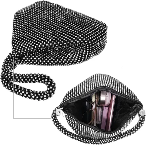 Miniatura 5 de Bolso de noche para mujer - Tamaño más grande mejorado, clutch de muñeca con diamantes de imitación completos brillantes para fiesta, boda, cita