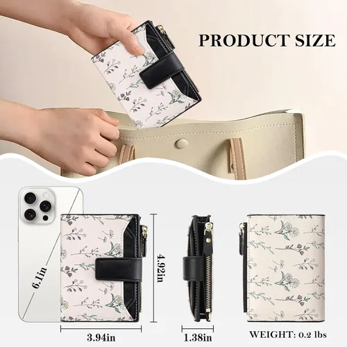 Miniatura 3 de BIAOTIE Cartera pequeña de piel para mujer, con bolsillo plegable, con bloqueo RFID, tarjetero de crédito, lindo bolso con bolsillo para monedas