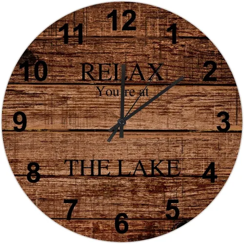 Miniatura 34 de UFunhome Reloj de pared de granja Lake Relax You're at The Lake Silent Non-Ticking Vintage Country reloj de grano de madera a pilas para el hogar